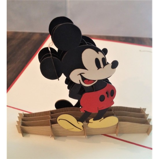 Handmade 3d Pop Up Birthday Card Mickey Mouse Greeting Valentines Wedding Anniversary Father's Day Baby Shower Party Invitation Housewarming